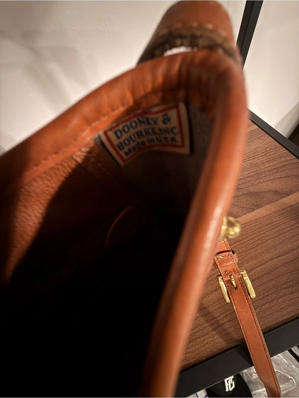 Dooney & Bourke Taupe and Tan Pebbled Leather Crossbody Bag *flawed*